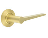 Frelan Hardware Burlington Knightsbridge Door Handles On Chamfered Rose, Satin Brass - BUR20KIT236 (sold in pairs)