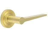Frelan Hardware Burlington Knightsbridge Door Handles On Stepped Rose, Satin Brass - BUR20KIT237 (sold in pairs)