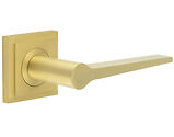 Frelan Hardware Burlington Knightsbridge Door Handles On Stepped Square Rose, Satin Brass - BUR20KIT241 (sold in pairs)