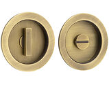 Frelan Hardware Burlington Sliding Door Matching Circular Turn & Release, Antique Brass - BUR216AB