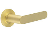 Frelan Hardware Burlington Kensington Door Handles On Plain Rose, Satin Brass - BUR25KIT235 (sold in pairs)