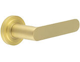 Frelan Hardware Burlington Kensington Door Handles On Stepped Rose, Satin Brass - BUR25KIT237 (sold in pairs)