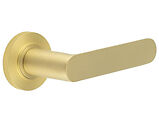 Frelan Hardware Burlington Kensington Door Handles On Knurled Rose, Satin Brass - BUR25KIT239 (sold in pairs)
