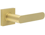 Frelan Hardware Burlington Kensington Door Handles On Plain Square Rose, Satin Brass - BUR25KIT240 (sold in pairs)