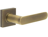 Frelan Hardware Burlington Kensington Door Handles On Plain Square Rose, Antique Brass - BUR25KIT6 (sold in pairs)