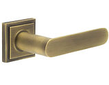 Frelan Hardware Burlington Kensington Door Handles On Stepped Square Rose, Antique Brass - BUR25KIT7 (sold in pairs)