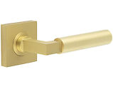 Frelan Hardware Burlington Westminster Door Handles On Plain Square Rose, Satin Brass - BUR30KIT240 (sold in pairs)