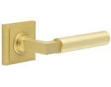 Frelan Hardware Burlington Westminster Door Handles On Stepped Square Rose, Satin Brass - BUR30KIT240 (sold in pairs)