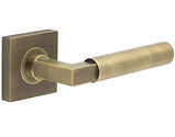 Frelan Hardware Burlington Westminster Door Handles On Plain Square Rose, Antique Brass - BUR30KIT6 (sold in pairs)