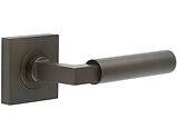 Frelan Hardware Burlington Westminster Door Handles On Plain Square Rose, Dark Bronze - BUR30KIT84 (sold in pairs)