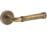 Frelan Hardware Burlington Highgate Door Handles On Plain Rose, Antique Brass - BUR35KIT1 (sold in pairs)