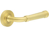 Frelan Hardware Burlington Highgate Door Handles On Plain Rose, Satin Brass - BUR35KIT235 (sold in pairs)