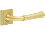 Frelan Hardware Burlington Highgate Door Handles On Stepped Square Rose, Satin Brass - BUR35KIT241 (sold in pairs)
