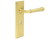 Frelan Hardware Burlington Highgate Door Handles On Back Plate, Satin Brass - BUR35KIT243 (sold in pairs)
