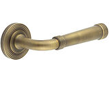 Frelan Hardware Burlington Highgate Door Handles On Reeded Rose, Antique Brass - BUR35KIT4 (sold in pairs)