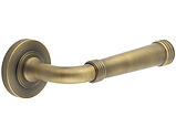 Frelan Hardware Burlington Highgate Door Handles On Knurled Rose, Antique Brass - BUR35KIT5 (sold in pairs)
