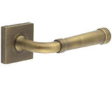 Frelan Hardware Burlington Highgate Door Handles On Plain Square Rose, Antique Brass - BUR35KIT6 (sold in pairs)