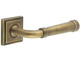 Frelan Hardware Burlington Highgate Door Handles On Stepped Square Rose, Antique Brass - BUR35KIT7 (sold in pairs)
