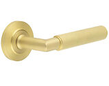 Frelan Hardware Burlington Piccadilly Door Handles On Chamfered Rose, Satin Brass - BUR40KIT236 (sold in pairs)