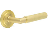 Frelan Hardware Burlington Piccadilly Door Handles On Stepped Rose, Satin Brass - BUR40KIT237 (sold in pairs)
