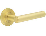 Frelan Hardware Burlington Richmond Door Handles On Plain Rose, Satin Brass - BUR45KIT235 (sold in pairs)