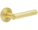 Frelan Hardware Burlington Richmond Door Handles On Stepped Rose, Satin Brass - BUR45KIT237 (sold in pairs)