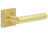 Frelan Hardware Burlington Richmond Door Handles On Stepped Square Rose, Satin Brass - BUR45KIT241 (sold in pairs)