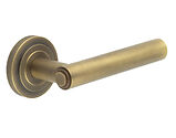 Frelan Hardware Burlington Richmond Door Handles On Stepped Rose, Antique Brass - BUR45KIT3 (sold in pairs)
