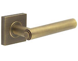 Frelan Hardware Burlington Richmond Door Handles On Plain Square Rose, Antique Brass - BUR45KIT6 (sold in pairs)
