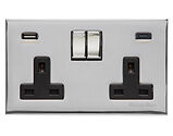M Marcus Electrical Winchester 2G 13A Socket with USB-A+C, Polished Chrome - C-W02.255.PCB-USB