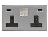 M Marcus Electrical Winchester 2G 13A Socket with USB-A+C, Satin Chrome - C-W03.255.SCB-USB