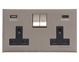 M Marcus Electrical Winchester 2G 13A Socket with USB-A+C, Satin Nickel - C-W05.255.SNB-USB