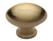 Heritage Brass Oval Design Cabinet Knob (32mm OR 38mm), Satin Brass - C114-SB