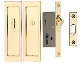 Heritage Brass Flush Handle Sliding Door Privacy Set, Polished Brass - C1877-PB