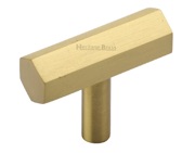 Heritage Brass Hexagon T-Bar Cabinet Knob (41mm x 13mm), Satin Brass - C2235-SB