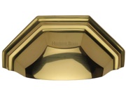 Heritage Brass Cabinet Drawer Pull Handle (89mm C/C), Polished Brass - C2768-PB