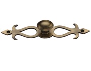 Heritage Brass Oval Cabinet Knob On Backplate, Antique Brass - C3072-AT