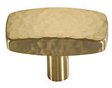 Heritage Brass Rectangular Hammered Cabinet Knob (41mm x 22mm OR 47mm x 25mm), Satin Brass - C3386-SB