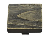Heritage Brass Fossil Range Square Pine Cabinet Knob (32mm x 32mm OR 38mm x 38mm), Aged Brass - C3664-AB