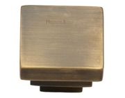 Heritage Brass Square Stepped Cabinet Knob, Antique Brass - C3672-AT