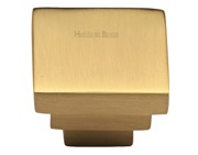 Heritage Brass Square Stepped Cabinet Knob, Satin Brass - C3672-SB