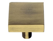 Heritage Brass Square Cabinet Knob (32mm OR 38mm), Antique Brass - C3685-AT