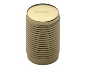 Heritage Brass Cylindrical Ribbed Cabinet Knob, Polished Brass - C3850-PB