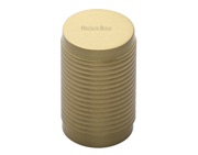 Heritage Brass Cylindrical Ribbed Cabinet Knob, Satin Brass - C3850-SB