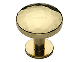 Heritage Brass Round Hammered Design Cabinet Knob With Rose (32mm OR 38mm), Polished Brass - C3876-PB