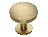 Heritage Brass Round Hammered Design Cabinet Knob With Rose (32mm OR 38mm), Satin Brass - C3876-SB