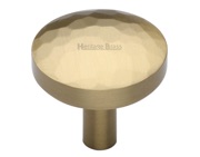 Heritage Brass Hammered Cabinet Knob (32mm OR 38mm), Satin Brass - C3877-SB
