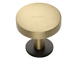 Heritage Brass Domed Disc Cabinet Knob With Rose (32mm OR 38mm), Satin Brass Knob With Matt Bronze Rose - C3878-BSB