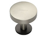 Heritage Brass Domed Disc Cabinet Knob With Rose (32mm OR 38mm), Satin Nickel Knob With Matt Bronze Rose - C3878-BSN