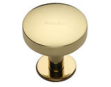 Heritage Brass Domed Disc Cabinet Knob With Rose (32mm OR 38mm), Polished Brass - C3878-PB